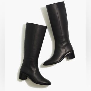 Madewell Francie Tall Knee High Leather Boots in True Black size 8.5